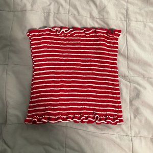 American Eagle Red and White Striped Tube Top